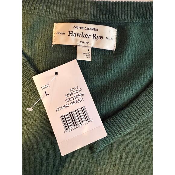 Hawker Rye Cotton Cashmere Sweater L Kombu Green NWT Minimalist Classic - Picture 3 of 9